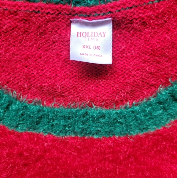 Holiday Time Girls XXL (18) Red Reindeer Christmas Sequin Sweater ! - Picture 6 of 6